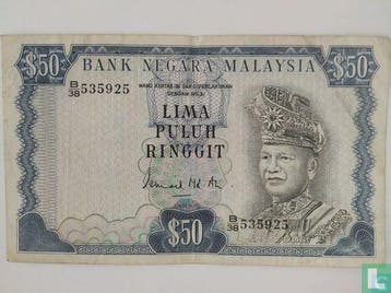 Maleisië 50 Ringgit  - 1976, Postzegels en Munten, Verzenden, Los biljet