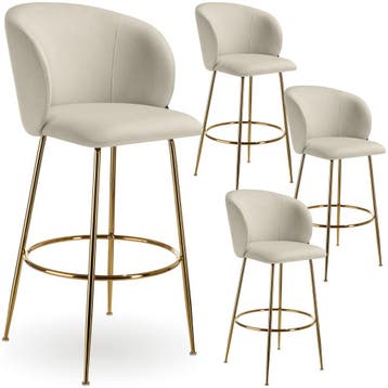 Barkruk Luana, met rugleuning, fluweellook, Verzenden, Nieuw