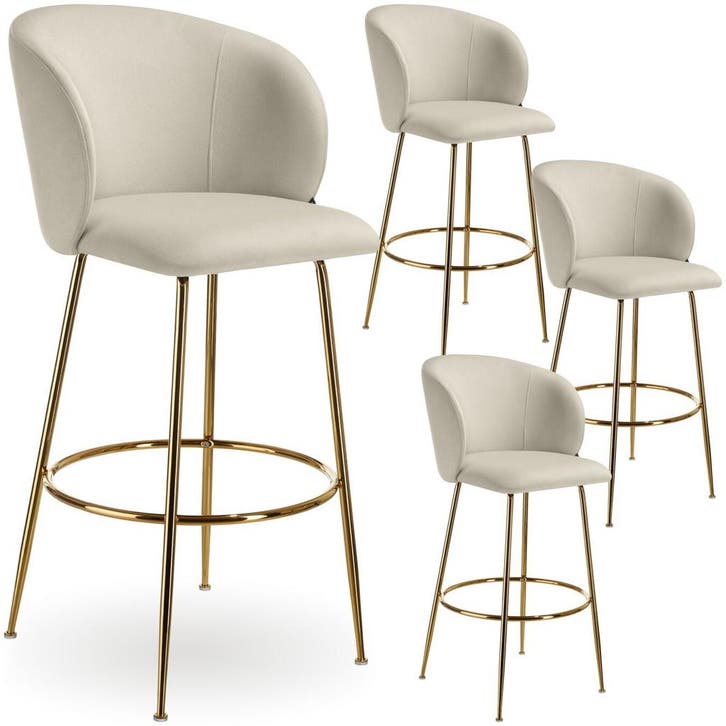 Barkruk Luana, met rugleuning, fluweellook, Maison & Meubles, Tabourets de bar, Envoi