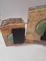 Klok en garnituur set - Antiek Marmer, Brons, Legering -