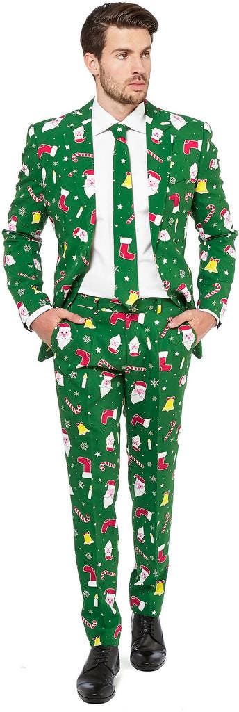 OppoSuits Santaboss Kostuum maat Maat 48/50 (M) Heren, Kleding | Heren, Kostuums en vesten, Opposuits, Nieuw, Groen, Verzenden