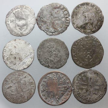 Frankrijk. Lote mixto de 9 monedas reales a examinar,