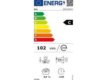 Beko BMS3T382CW - Warmtepompdroger - 8 kg - C - Taaldisplay, Elektronische apparatuur, Droogkasten, Verzenden, Zo goed als nieuw