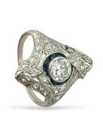Ring Platina, Art Deco platinumring met 1,75 karaat, Nieuw