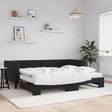 vidaXL Slaapbank onderschuifbed en matrassen 90x190 cm, Verzenden