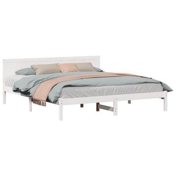 Massief houten bed 200x200 Wit - Tweede kansje, OP = OP!, Huis en Inrichting, Gebruikt, Verzenden, Wit, Minimalistisch, modern