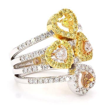 Statement ring - 18 karaat Witgoud - 1.32ct. tw. Gemengde