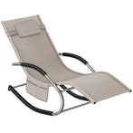 tectake Ligstoel Taya, ergonomisch, schommelfunctie - beige,, Verzenden, Nieuw