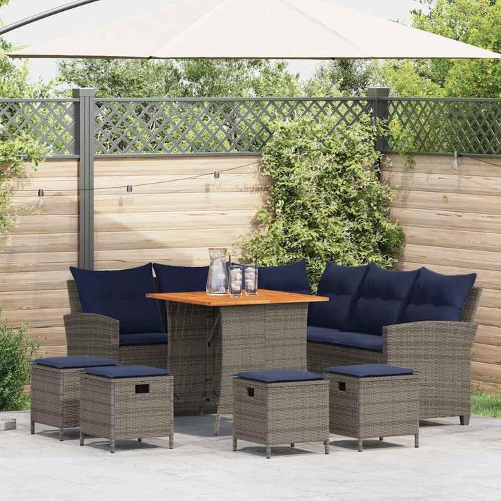 vidaXL 6-delige tuinbankset met kussens L-vormig grijs, Tuin en Terras, Tuinsets en Loungesets, Nieuw, Verzenden