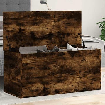 vidaXL Opbergbox 100x42x46 cm bewerkt hout gerookt, Verzenden, Nieuw