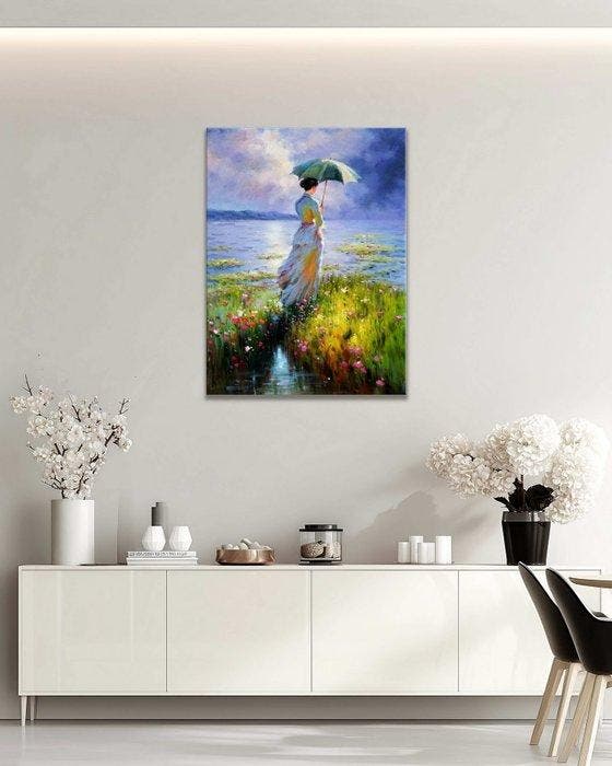 Stefano - Reverie by the Water, Antiquités & Art, Art | Peinture | Moderne