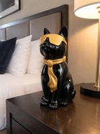 Beeld, white cat with tie and sunglasses - 29 cm - polyresin