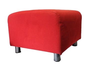 Stijlvolle rode Retrovoetenbank - Pouf - Bois-Textile-Métal, Nieuw