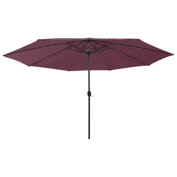 vidaXL Parasol met LED-verlichting 400 cm bordeauxrood, Verzenden, Nieuw