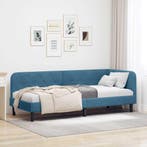 vidaXL Hoek Bed Frame Blauw 80 x 200 cm Fluweel, Verzenden, Nieuw