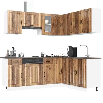 vidaXL 11-delige Keukenkastenset Kalmar bewerkt hout oud, Verzenden