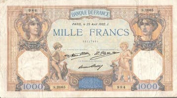 1 000 Francs France Fay 37/07 1000 Francs Ceres Et Mercur..., Verzenden, België