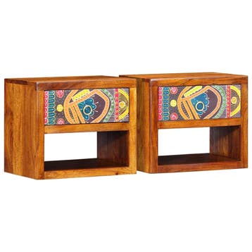 vidaXL Nachtkastje 2 st Bruin 40 x 35 x 35 cm Massief Acacia, Verzenden, Nieuw