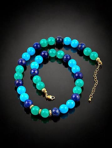 Amazoniet Chalcedoon Lapislazuli Ketting - Sterling Zilver