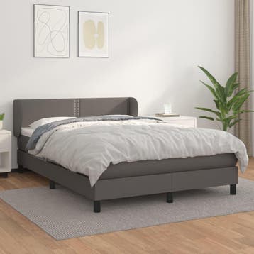 vidaXL Boxspring met matras kunstleer grijs 140x200 cm, Verzenden, Nieuw