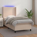 vidaXL Boxspring met matras en LED kunstleer cappuccinokleur, Verzenden, Nieuw