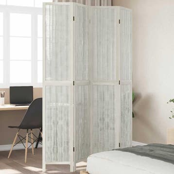 vidaXL Kamerscherm met 4 panelen massief paulowniahout wit, Verzenden