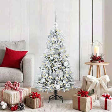 vidaXL Kunstmatige Hinged Kerstboom met 150 LED Wit 120 cm, Verzenden