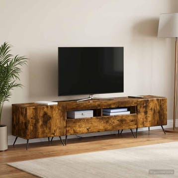 vidaXL LED tv-meubel BREDA 3 st Gerookt eiken Bewerkt hout, Verzenden, Nieuw