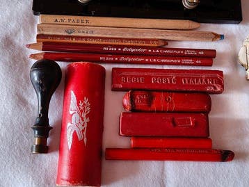 Inktpot - Glas, Hout, Legering