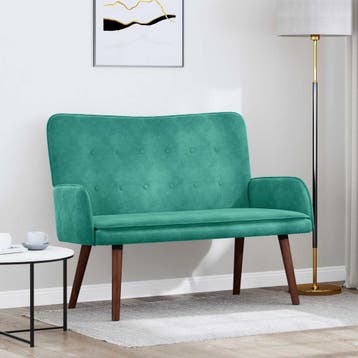 vidaXL 2-Zits Sofa Turquoise 115 x 61 x 87 cm fluweel, Huis en Inrichting, Verzenden, Nieuw