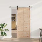 vidaXL Schuifdeur Naturel 80 x 208 cm Massief grenenhout, Verzenden, Nieuw