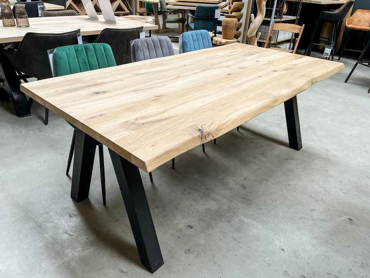 Eiken tafel | Tafelblad | Boomstam - recht | RUIME VOORRADEN, Maison & Meubles, Tables | Tables à manger, Enlèvement ou Envoi