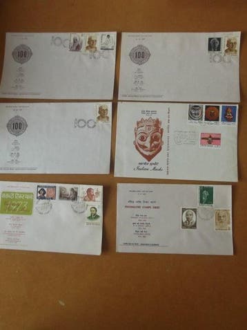 India - Uitgebreide collectie onbeschreven FDCs en, Gestempeld