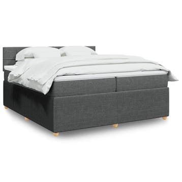 vidaXL Boxspring met matras stof donkergrijs 200x200 cm, Verzenden, Nieuw