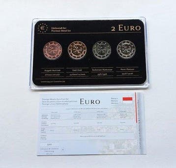 Monaco. 2 Euro 2013 ONU (4 coins colored by a Private