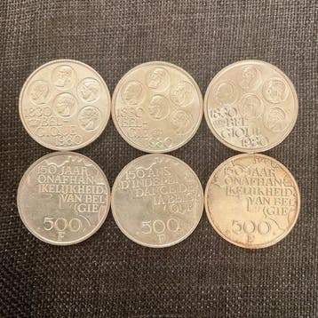 België. 500 Francs Boudewijn I 1980, 150 jaar, Postzegels en Munten