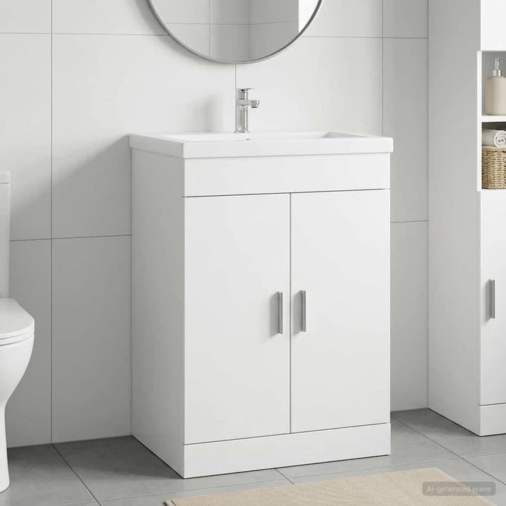 vidaXL Badkamer Onder Het Wastafel Kast Wit 56 x 37,5 x 81, Huis en Inrichting, Tafels | Kaptafels, Nieuw, Verzenden