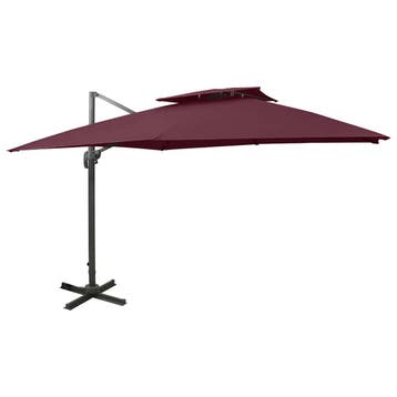 vidaXL Zweefparasol met dubbel dak 300x300 cm bordeauxrood, Verzenden
