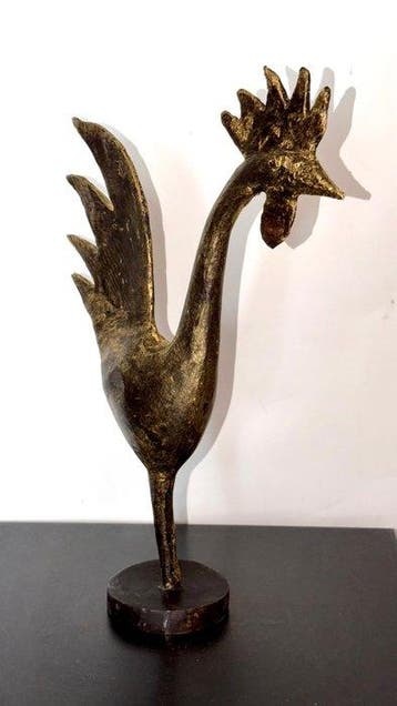 Abdoulaye Derme - Sculpture, Coq - 32 cm - Bronze, Antiquités & Art, Curiosités & Brocante