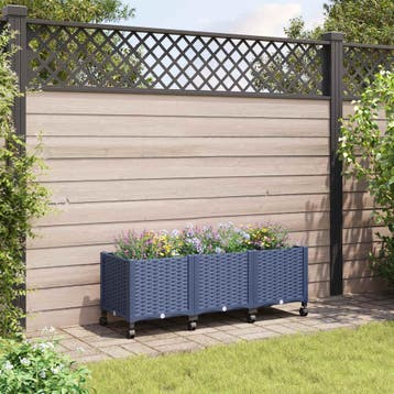 vidaXL Tuin planter met wielen Blauw Grijs 120 x 40 x 48 cm, Verzenden
