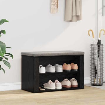 vidaXL Schoenrek 75 x 35 x 45 cm Bewerkt hout Zwart eiken, Huis en Inrichting, Verzenden, Nieuw