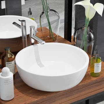 vidaXL Wastafel rond wit 42x12 cm keramiek, Doe-het-zelf en Bouw, Sanitair, Verzenden, Nieuw