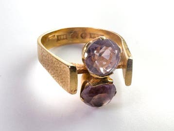 Bague - 18 carats Or jaune - 1.40ct. tw. Améthyste