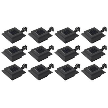 vidaXL Solarlampen 12 st LED vierkant 12 cm zwart, Tuin en Terras, Verzenden, Nieuw