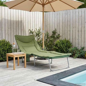 vidaXL Opvouwbare zonnebed met kussen Donkergroen, Tuin en Terras, Verzenden, Nieuw