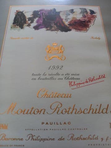 Chateau Mouton Rothschild (1992) - Kunstetikett von Per, Antiek en Kunst