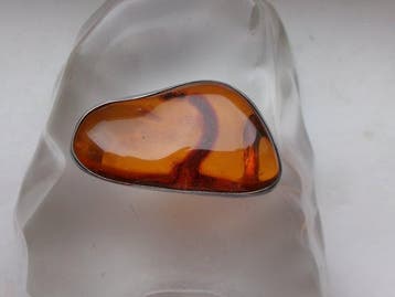 Argent, Amber - Broche - Style Art déco