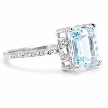 Zonder minimumprijs - Ring Platina - 2.61ct. tw. Aquamarijn, Handtassen en Accessoires, Nieuw