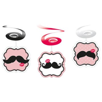 Moustache Hangdecoratie 40cm 6st, Verzenden, Nieuw