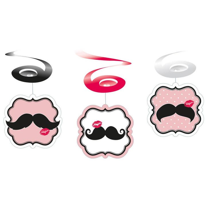 Moustache Hangdecoratie 40cm 6st, Hobby en Vrije tijd, Feestartikelen, Nieuw, Verzenden